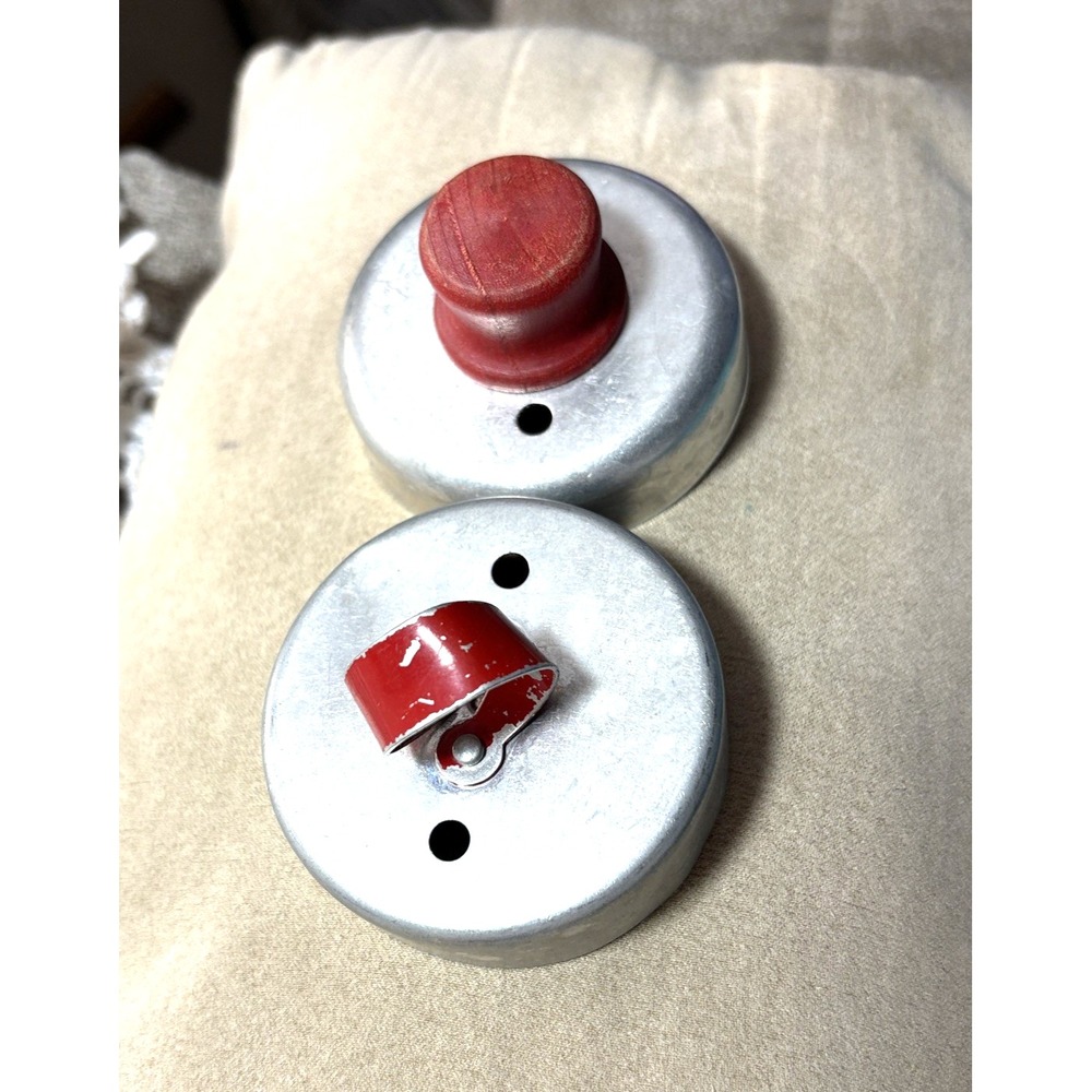 Donut /Biscuit Cutters (2) red handles aluminum Vtg